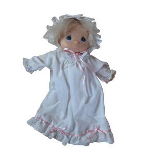 Precious Moments Girl Doll 8" Fabric Body Vinyl Head Hands Feet Blonde 1991
